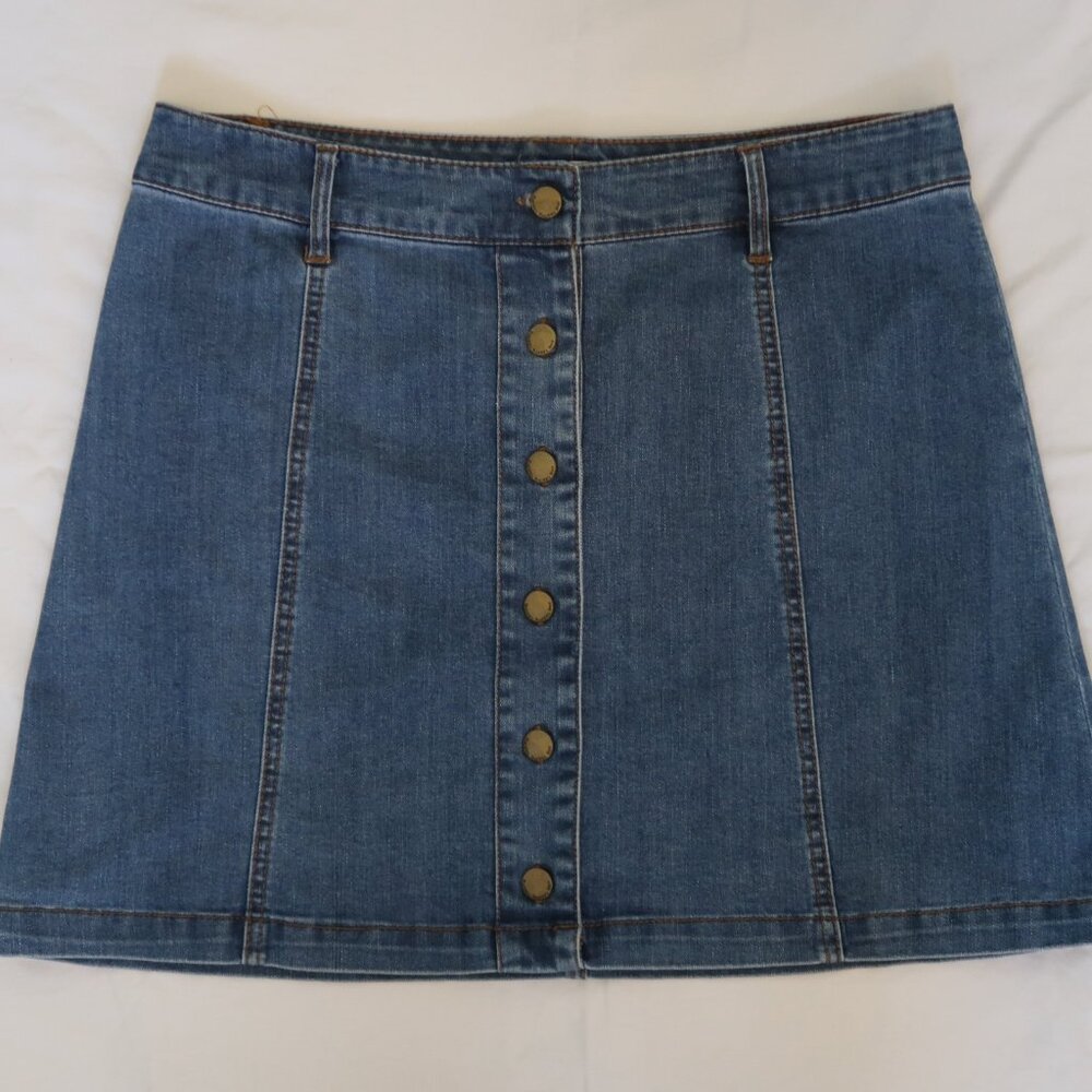 Rachel Roy Button-Front Denim Skirt Size 12